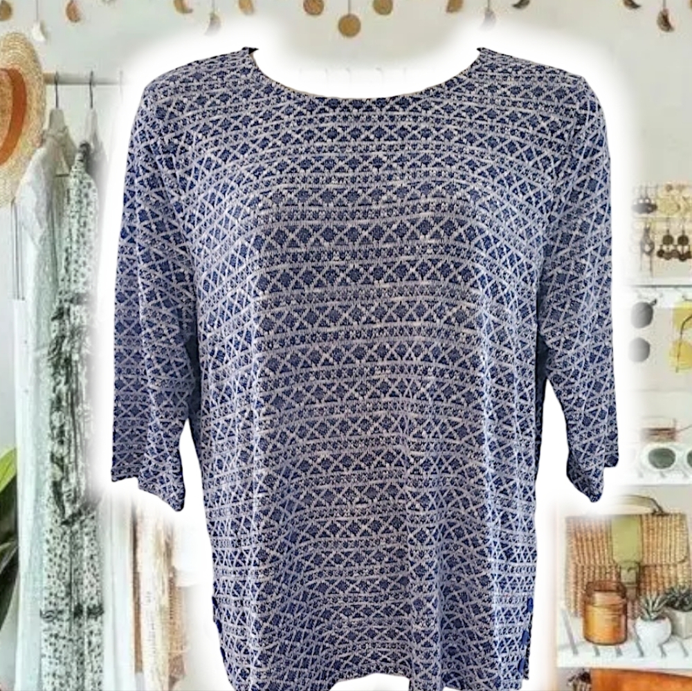 Per Se Classic Cozy Women's Blue Crewneck Sweater
